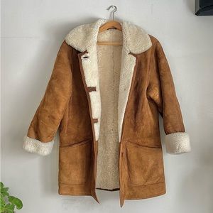 Vintage Genuine Sheep Skin & Suede Daniel Camel Colour Coat Size Small/US 8
